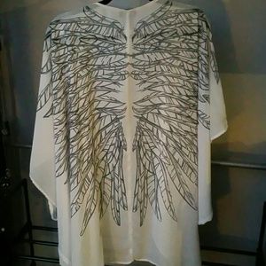 White kimono with wing design on back